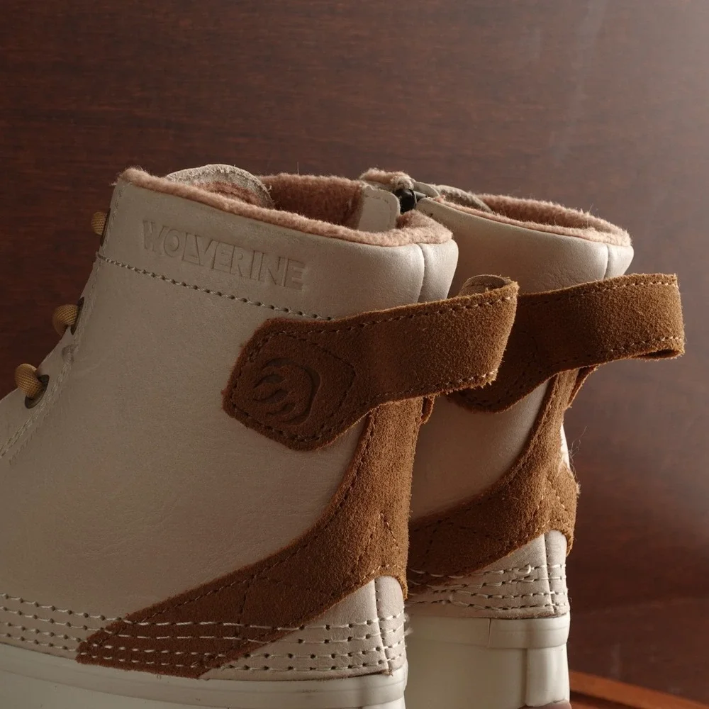 Wolverine Boots WMS SZ 9M Ivory Torrent Duck Water Resistant Leather Rain Chore